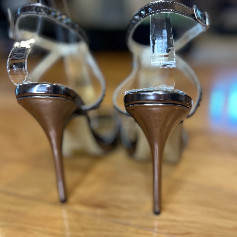 Johnathan Kayne Dante Pewter Rhinestone T-Strap Platform Heels Size 10⁠ - Picture 7 of 12